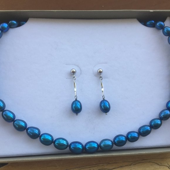 Honora Jewelry - NWT NIB Honora Blue Pearl Earrings & Necklace Set